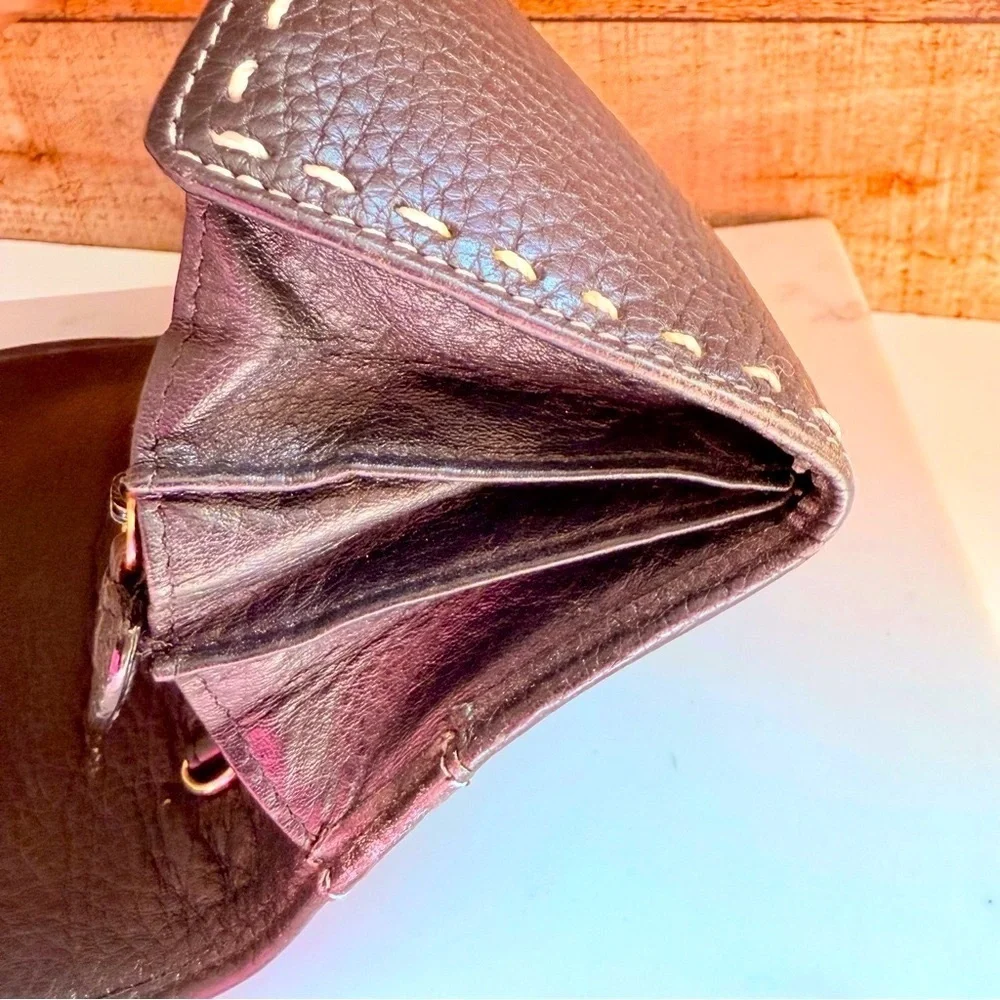 Brighton Leather Tooled Beaded Snap Wallet Organizer Crossbody Bag